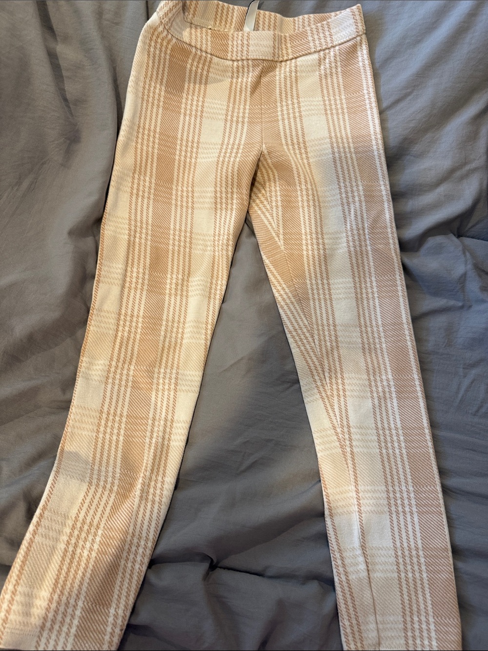 Janie and Jack Cream and Tan Plaid Girls' Leggings